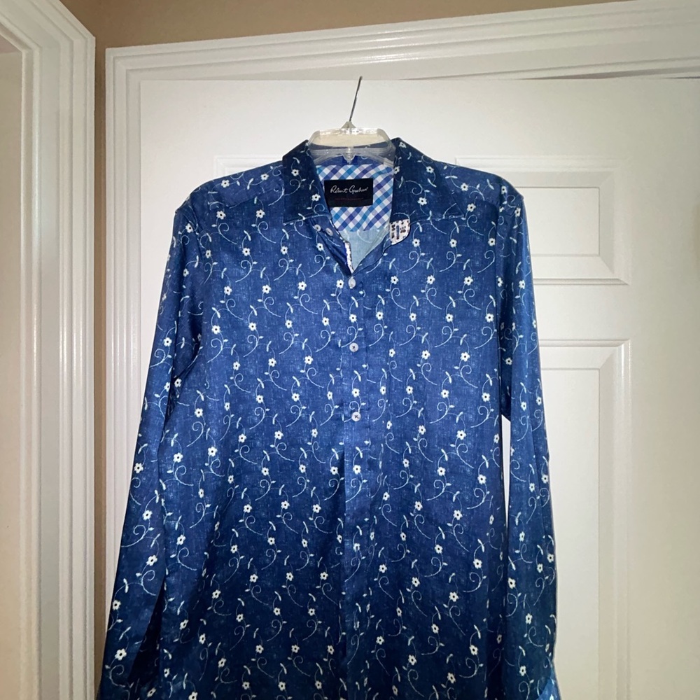 Robert Graham Blue Casual Button Down Shirt with Nautical Print